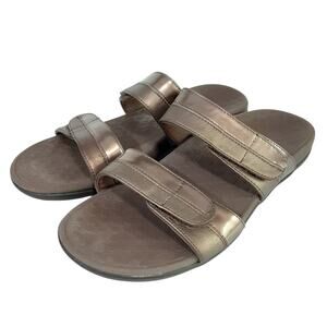 Vionic Orthaheel Shore Slide Sandals Bronze Slip On Orthotic Womens 9 Adjustable
